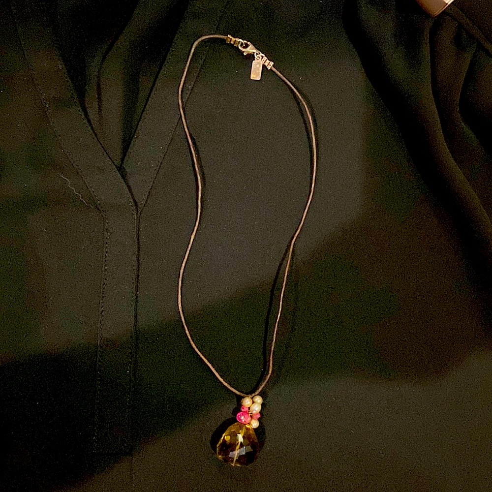 Smoky Topaz necklace with leather strap